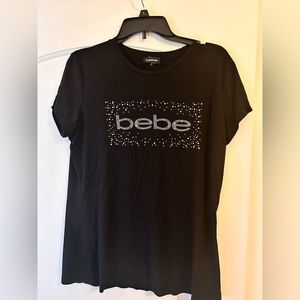 Large t shirt Bebe shirt black with silver rhinestones